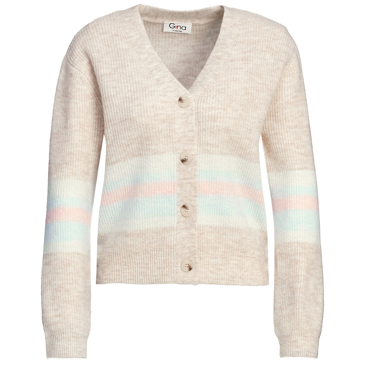 Damen Strickjacke mit farbigen Streifen