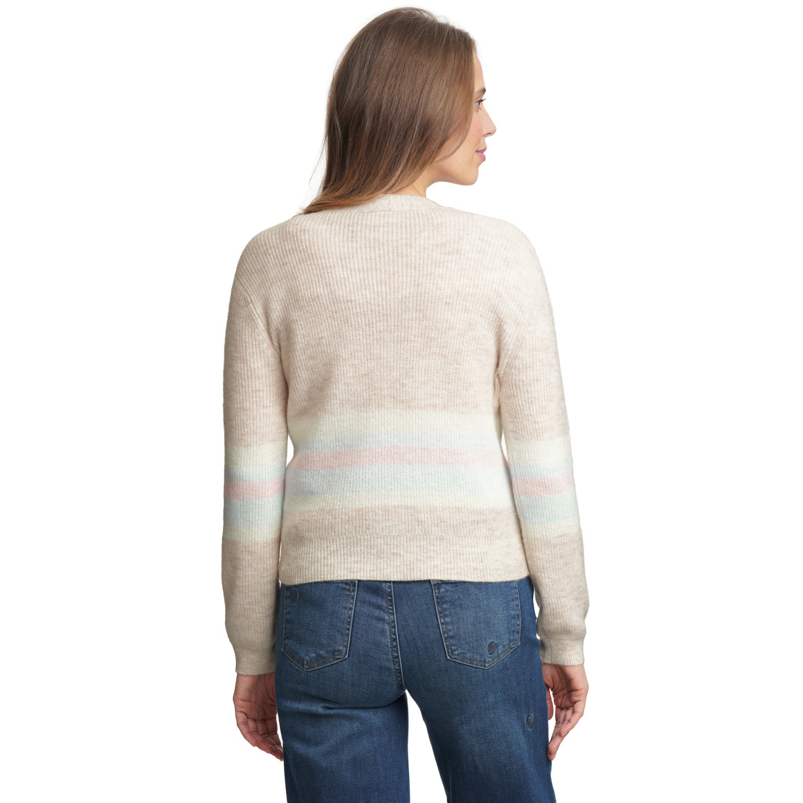 Damen Strickjacke mit farbigen Streifen