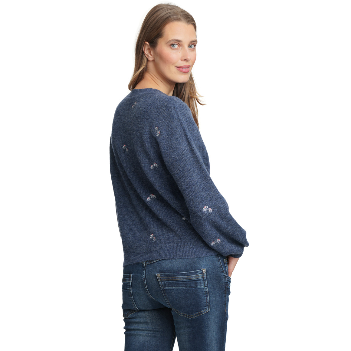Damen Strickpullover mit Allover-Stickerei