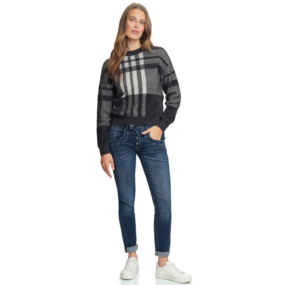 Damen Strickpullover mit Karomuster
