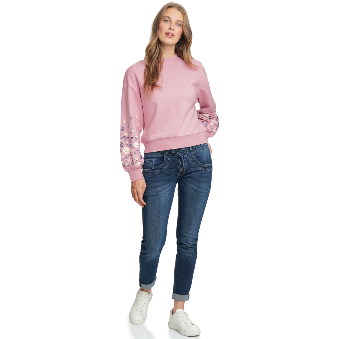 Damen Sweatshirt mit Blumen-Print