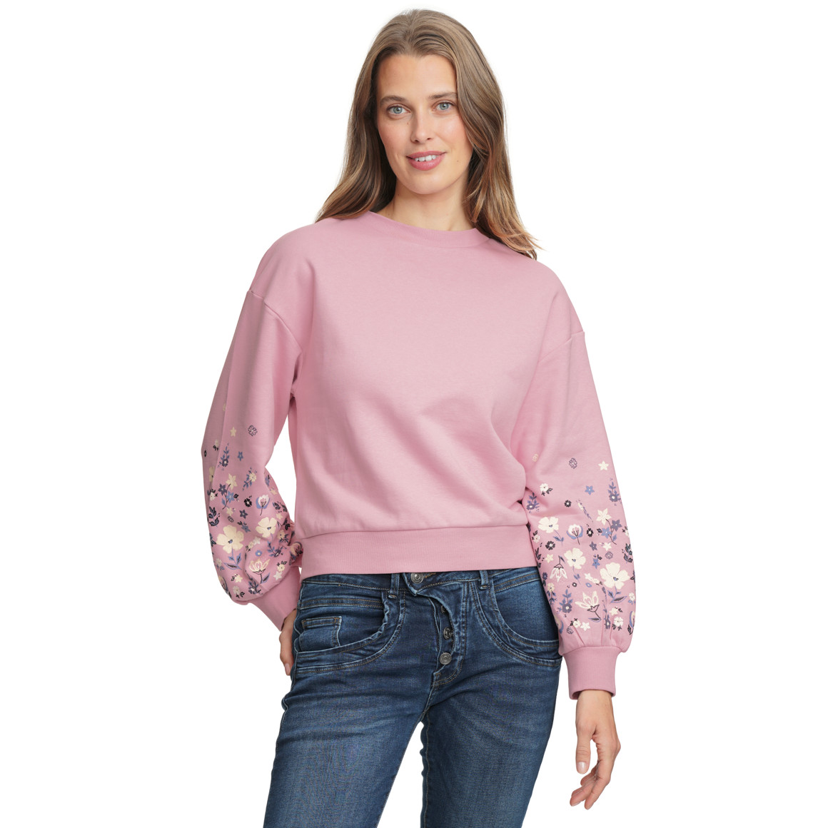 Damen Sweatshirt mit Blumen-Print