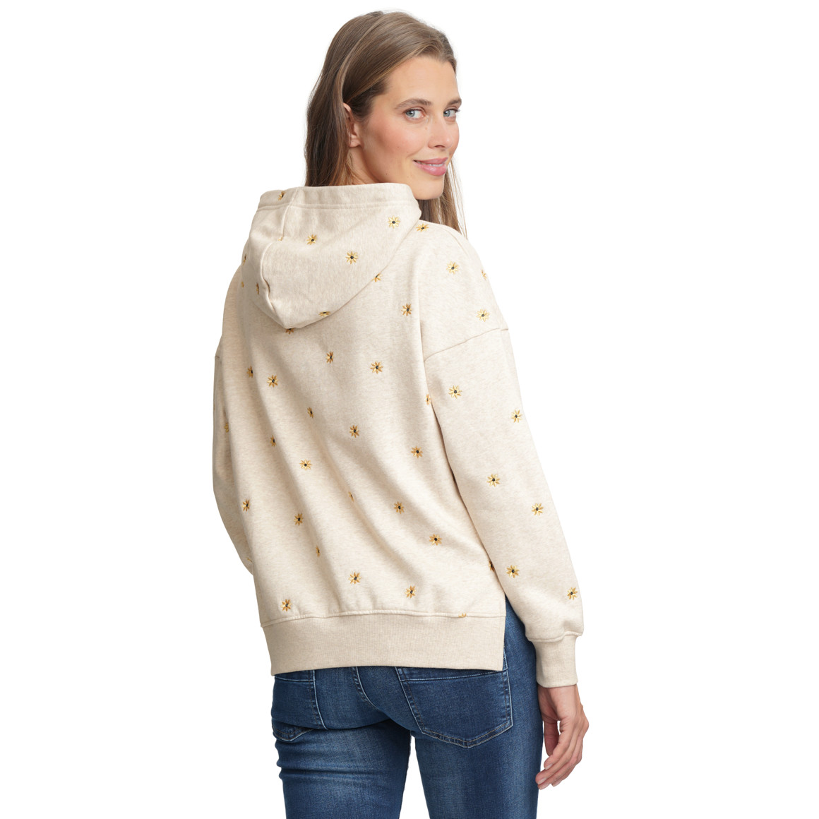 Damen Hoodie mit Allover-Stickerei