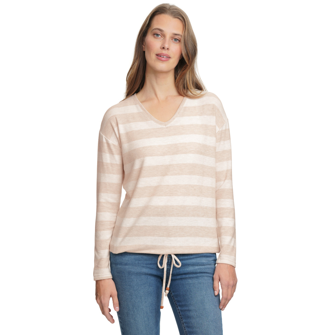Damesshirt met lange mouwen en strepen