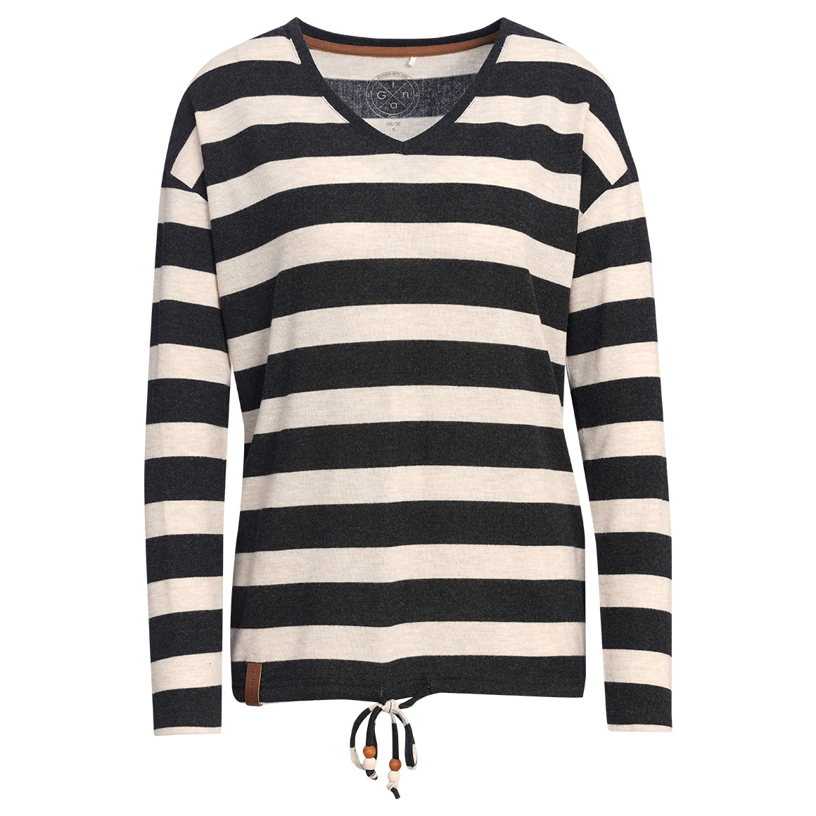 Damesshirt met lange mouwen en strepen