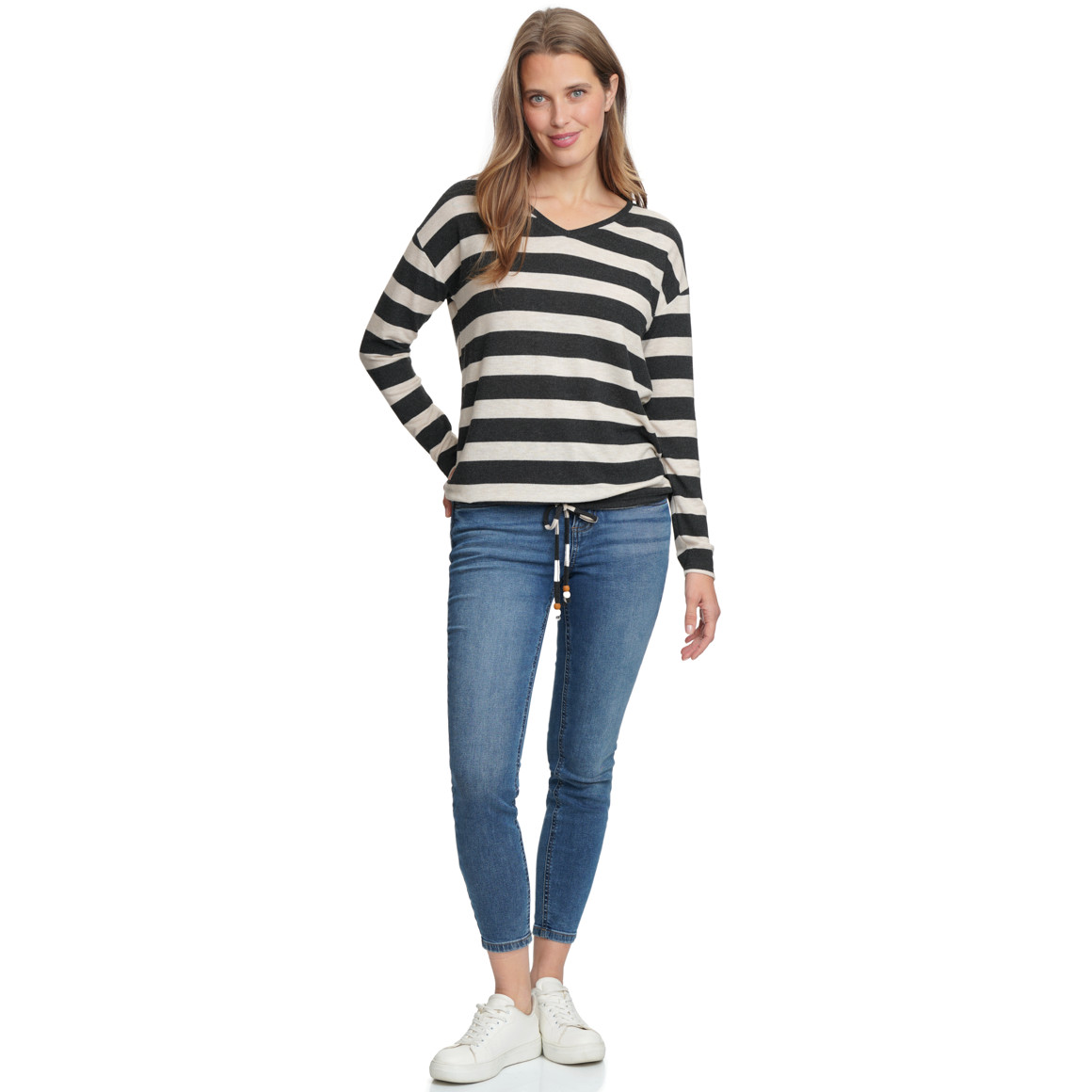 Damesshirt met lange mouwen en strepen