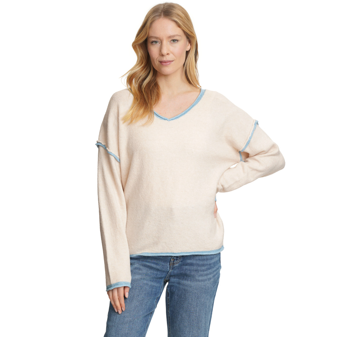 Damen Strickpullover mit V-Ausschnitt