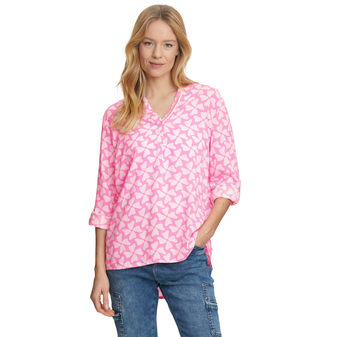 Damen Bluse mit Serafino-Ausschnitt