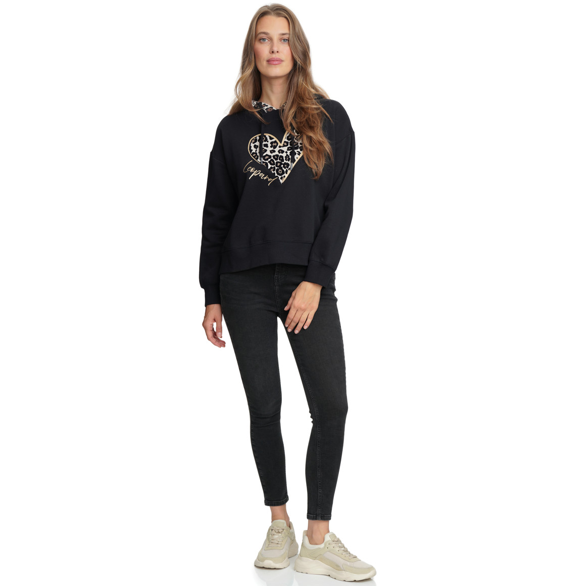 Damen Hoodie mit Flock-Print