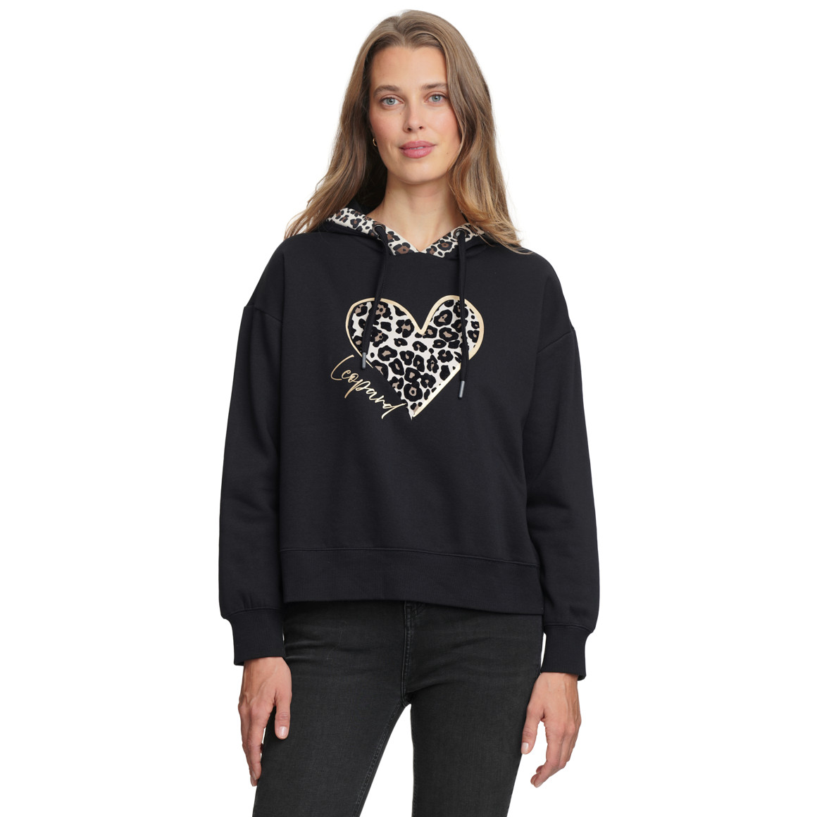 Damen Hoodie mit Flock-Print