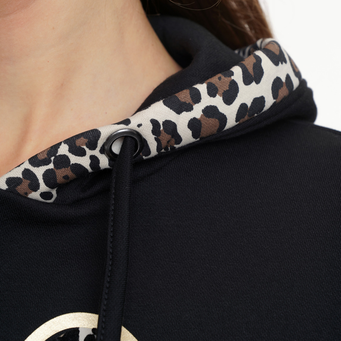 Damen Hoodie mit Flock-Print
