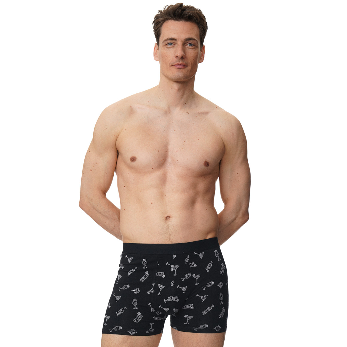 Retroshort voor heren met cocktail-motieven