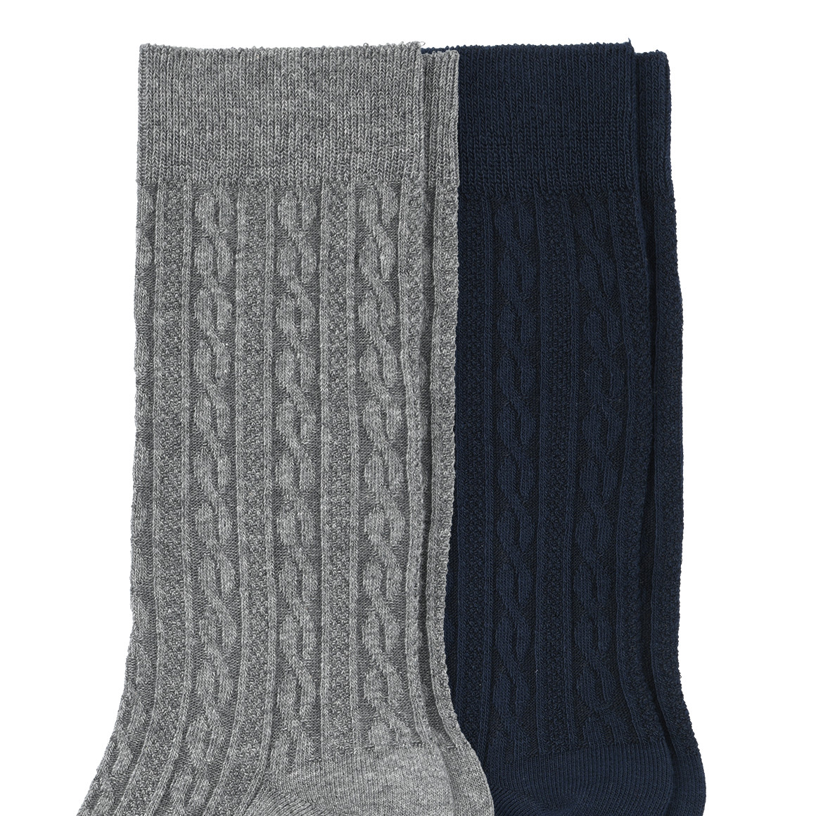 2 Paar Herren Socken mit Zopfmuster