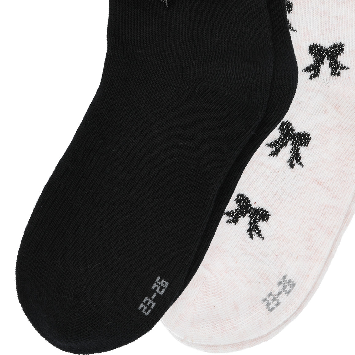 2 Paar Mädchen Socken mit Glitzerschleifen