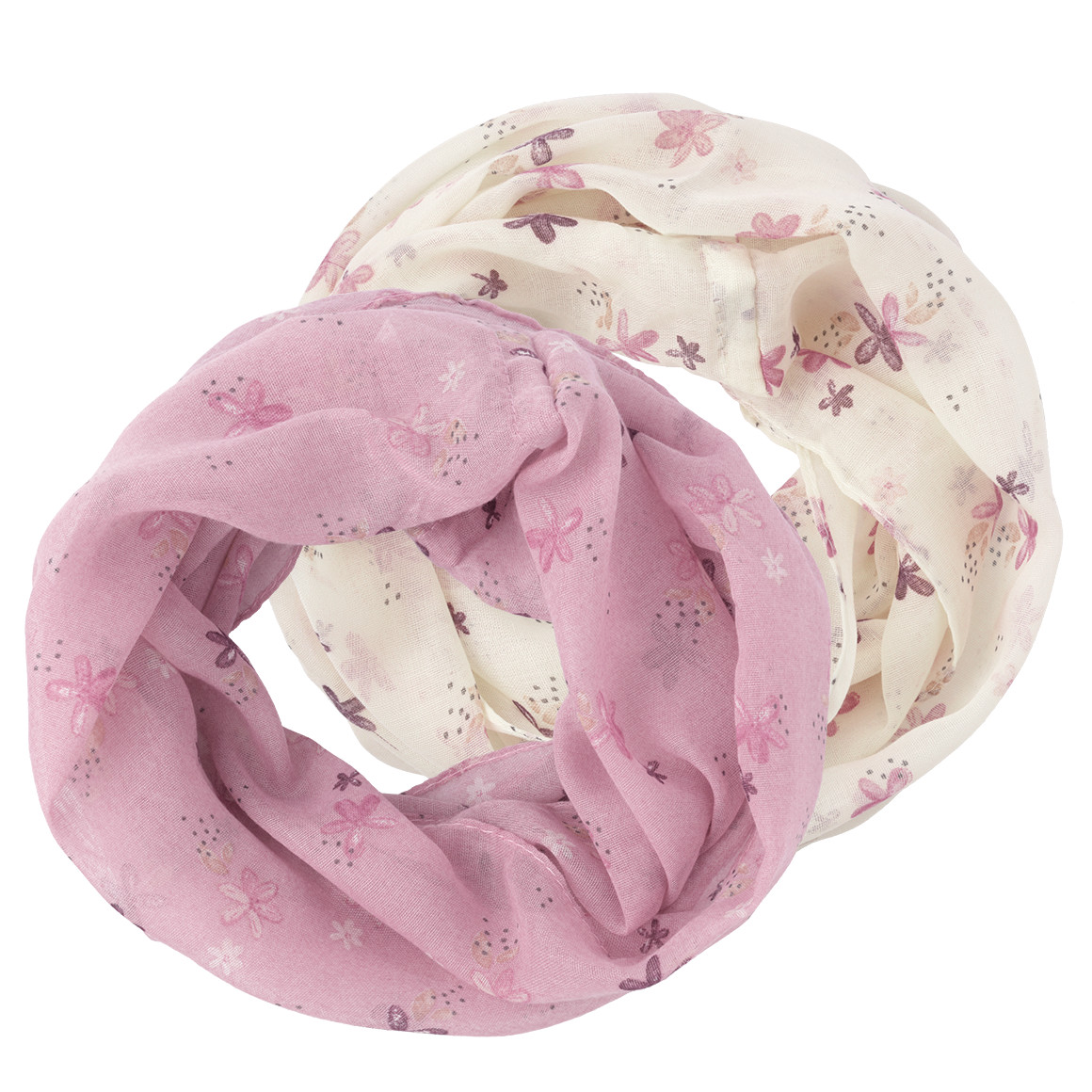 2 Mädchen Rundschals mit Blumen-Allover