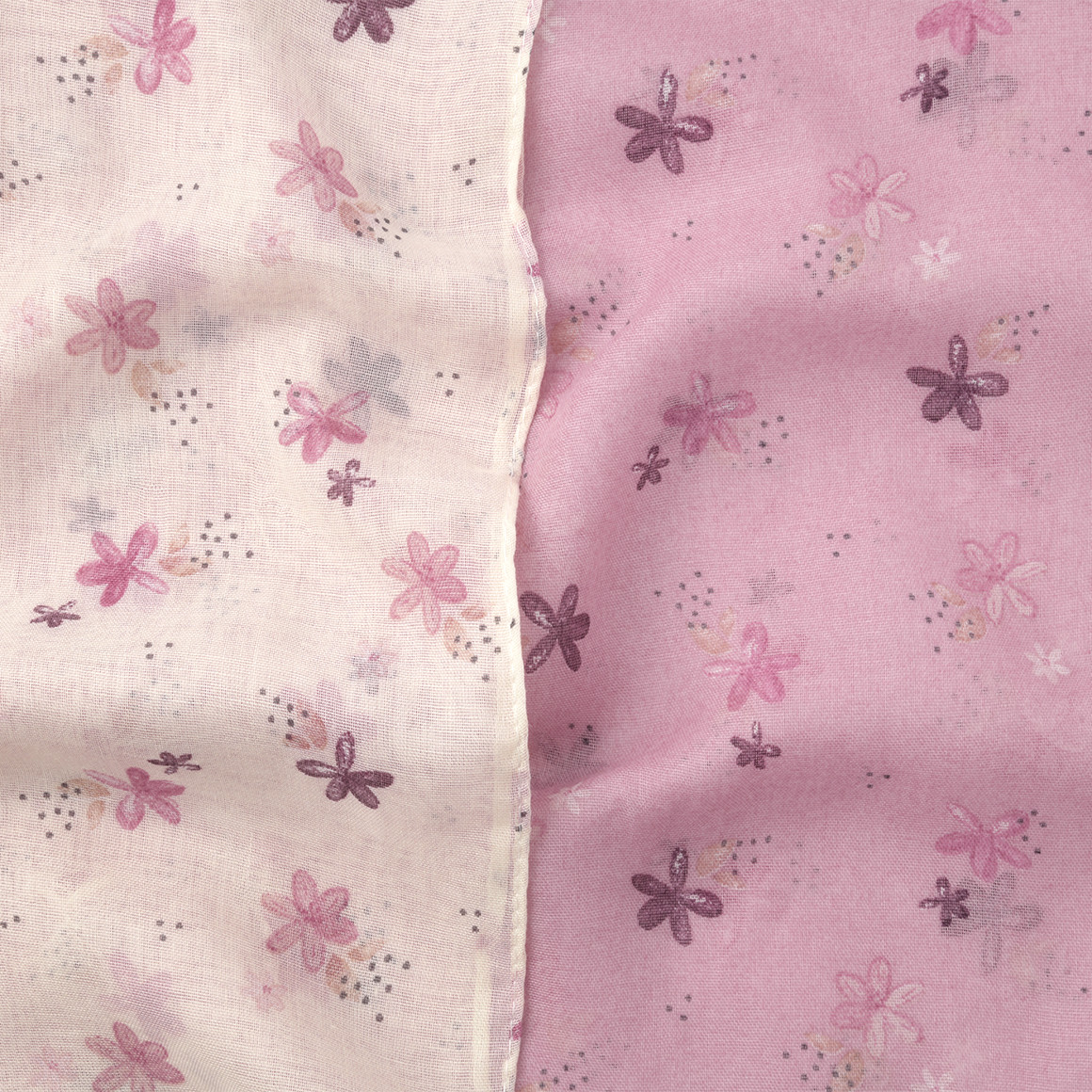 2 Mädchen Rundschals mit Blumen-Allover