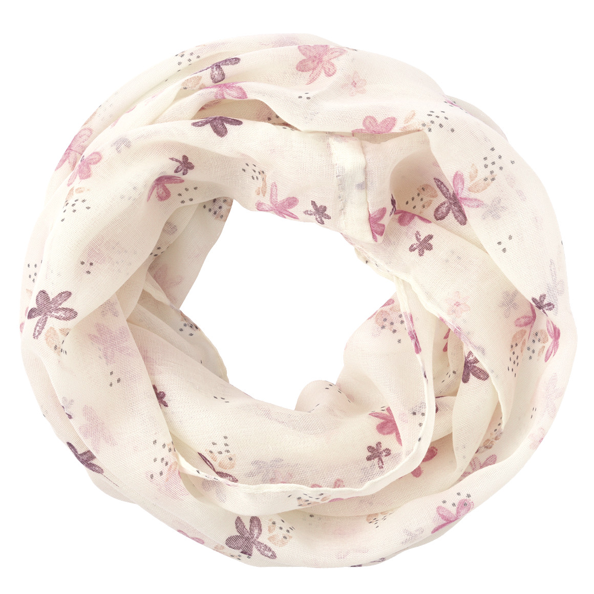 2 Mädchen Rundschals mit Blumen-Allover