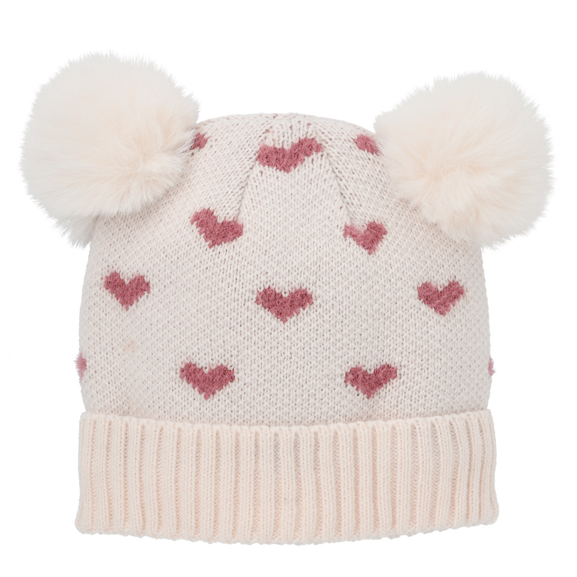 Gebreide muts met hartjesmotief voor meisjes