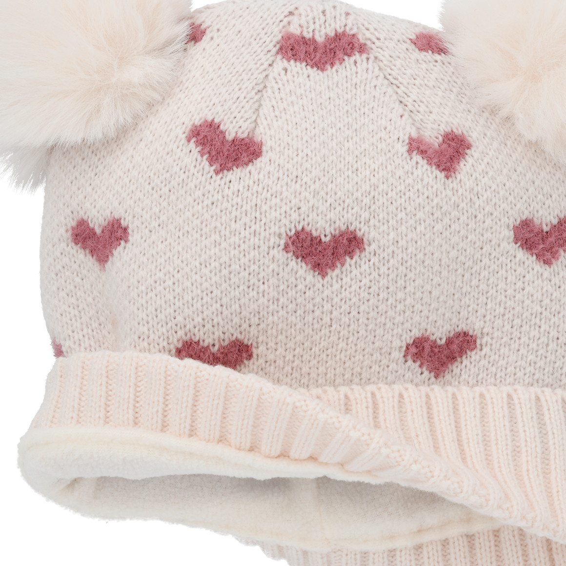 Gebreide muts met hartjesmotief voor meisjes