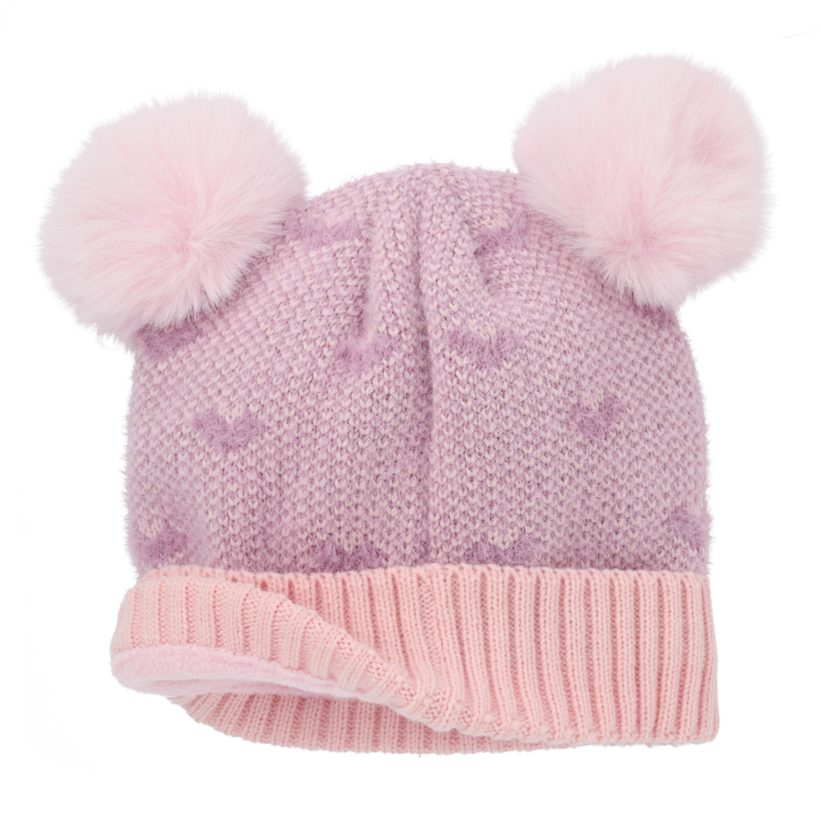 Gebreide muts met hartjesmotief voor meisjes