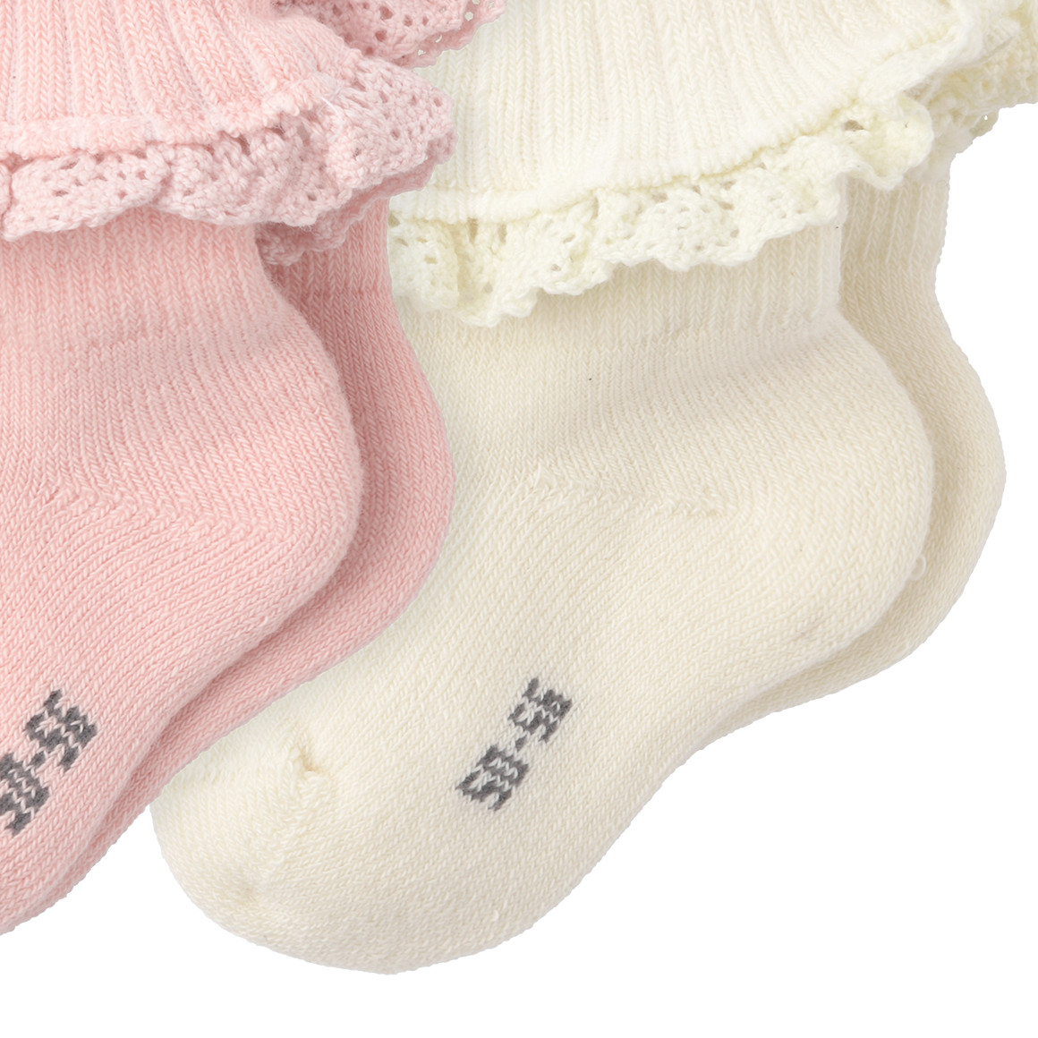 2 paar Newborn Sokken met franje