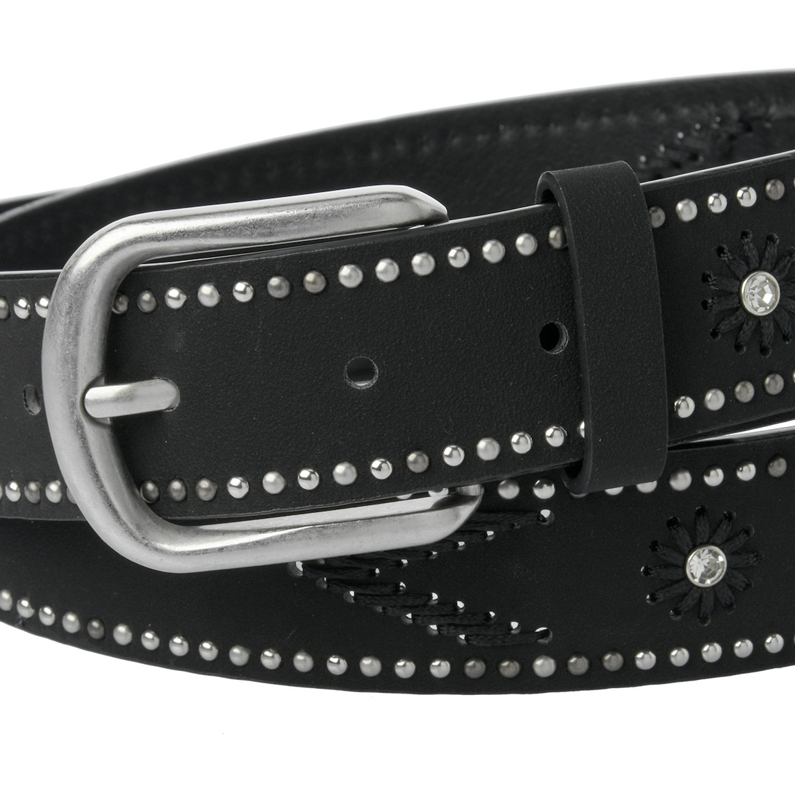 Damesriem met klinknagel applicatie