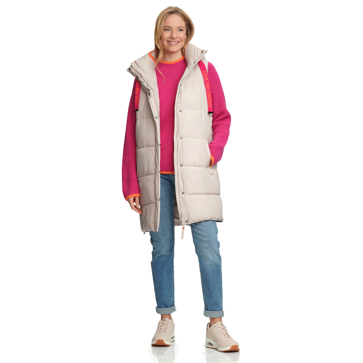 Damen Steppweste  mit Kapuze