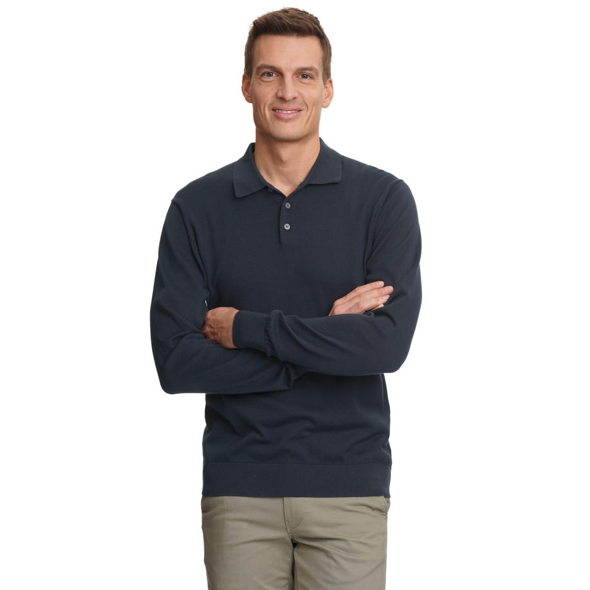 Gebreid poloshirt voor heren in basic look