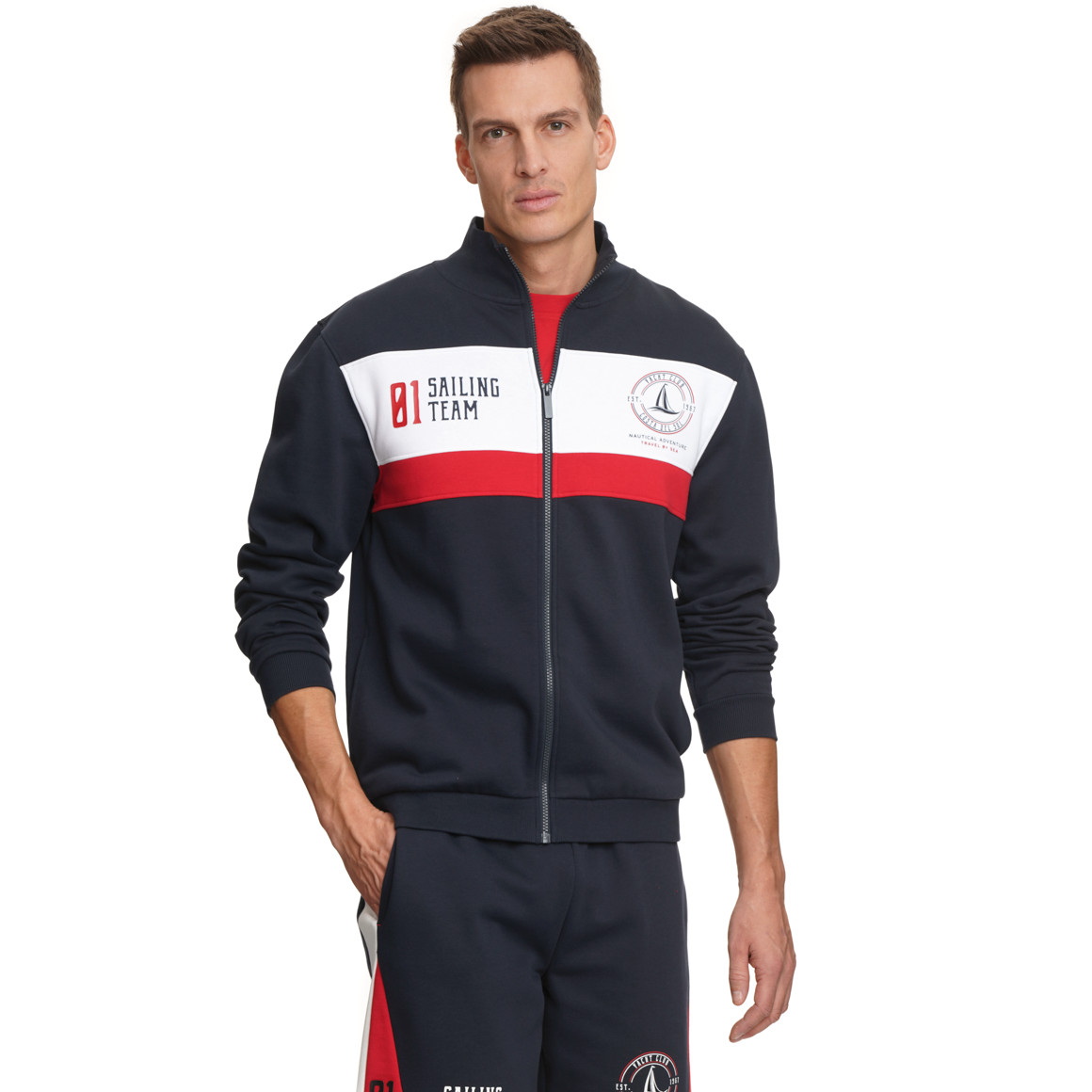 Herren Sweatjacke mit Stehkragen
