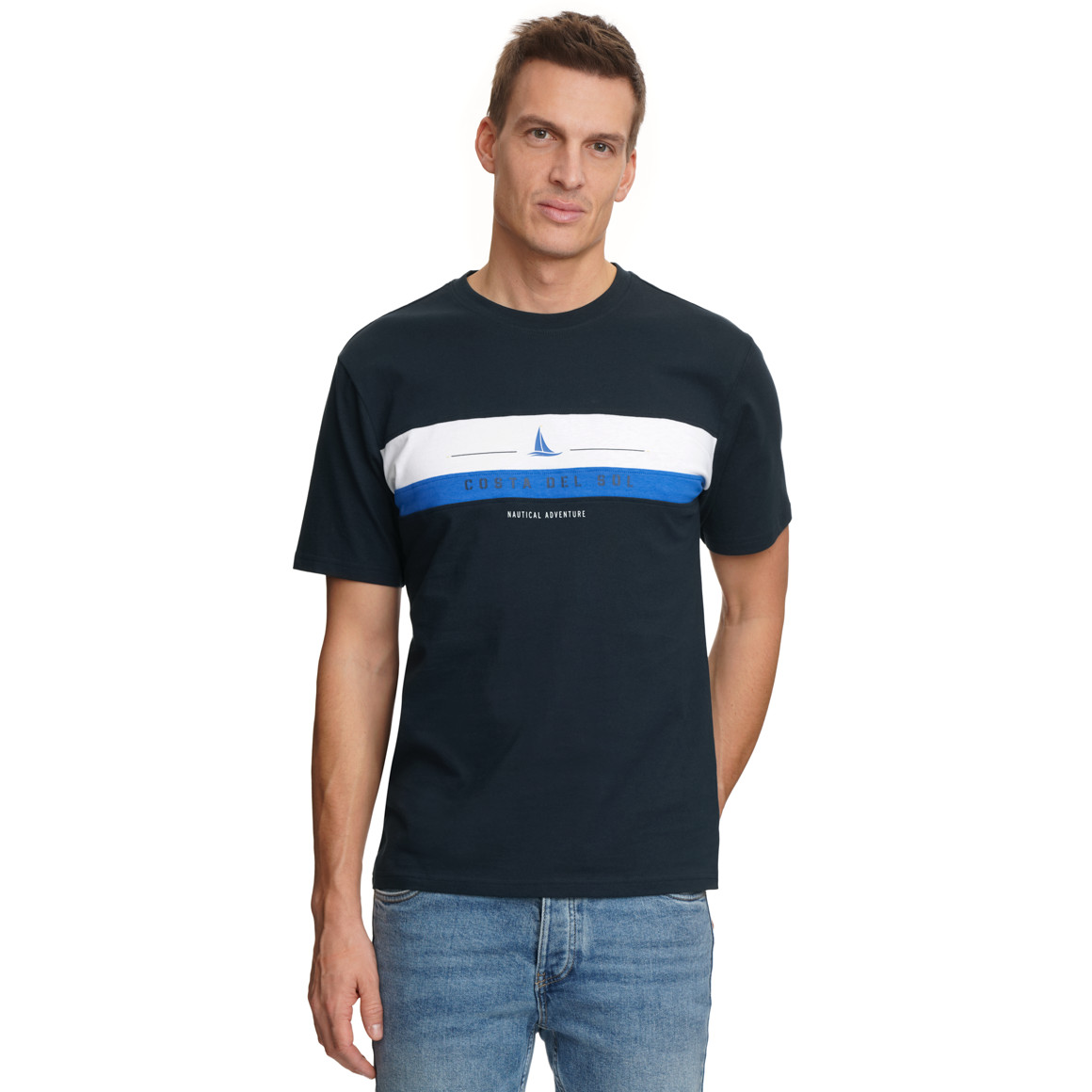 Herren T-Shirt mit Farbteiler