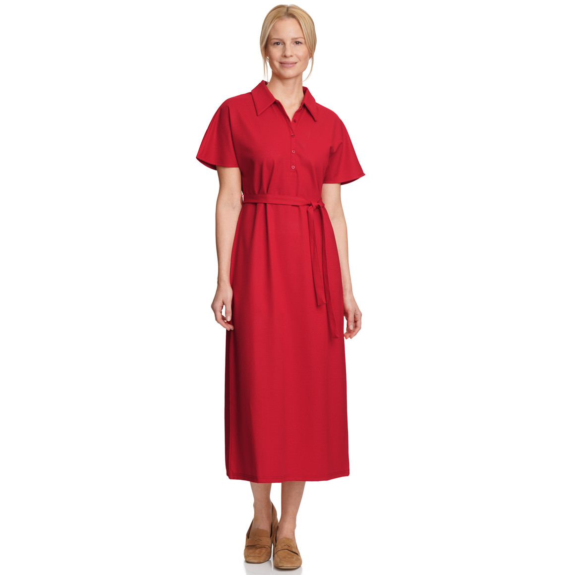 Damen Piqué-Kleid mit Bindegürtel