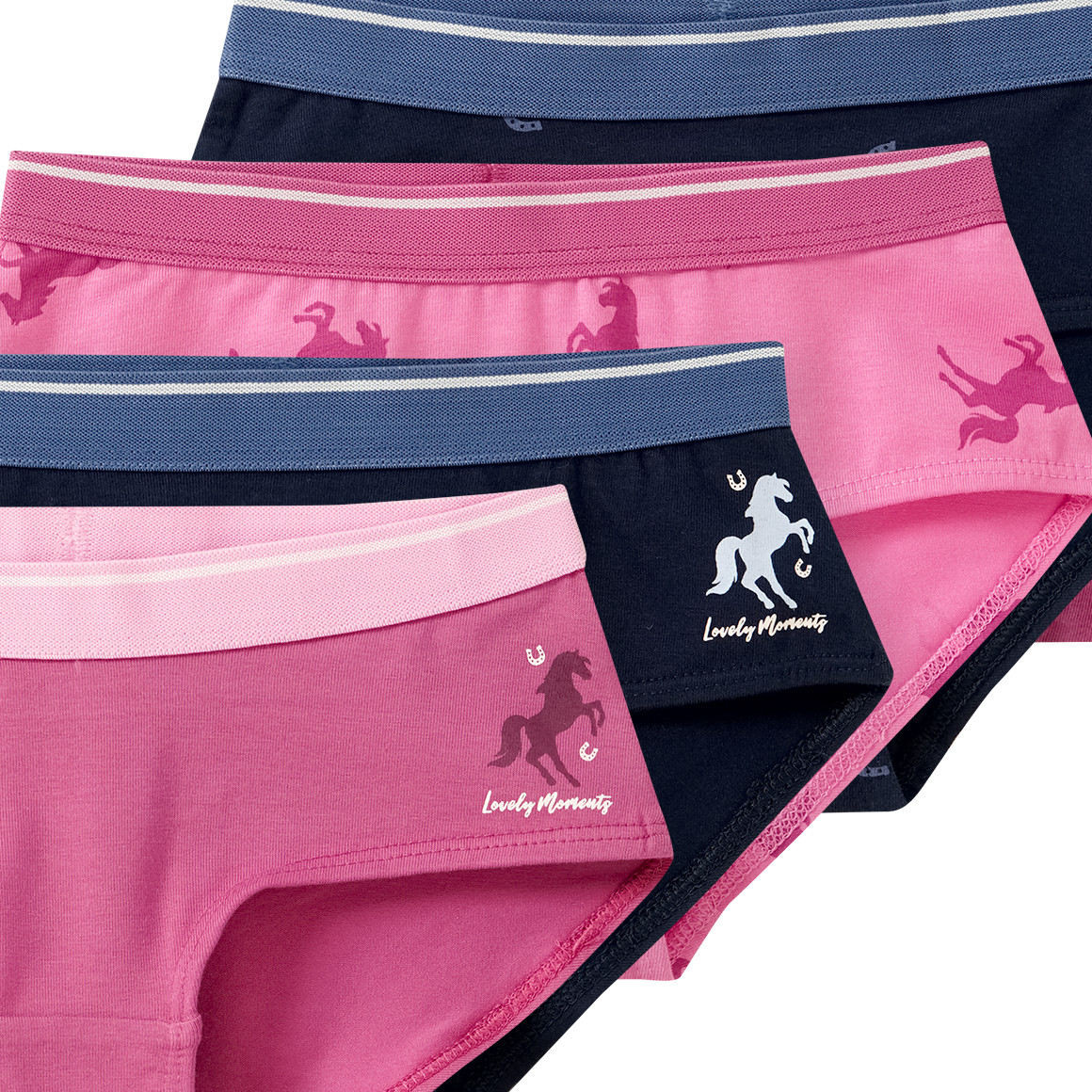 5 meisjesbroekjes met paardenmotieven