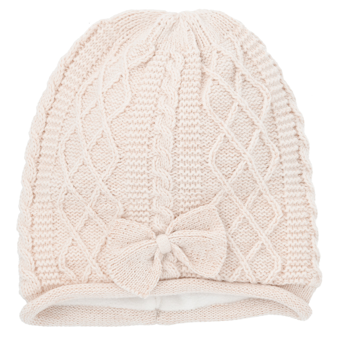 Gebreide babymuts met decoratieve strik