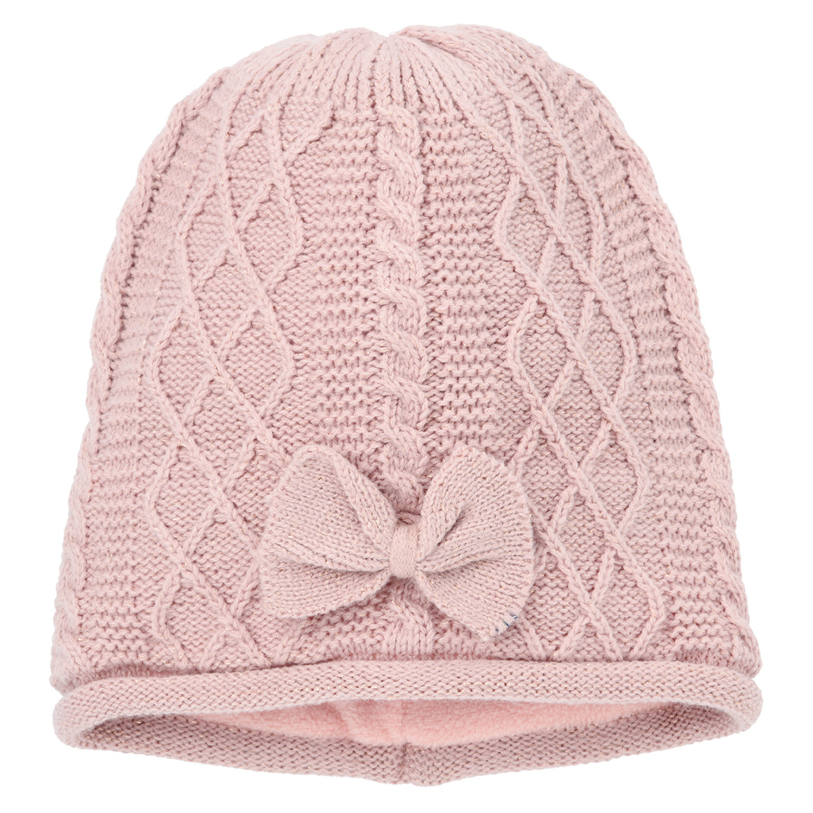 Gebreide babymuts met decoratieve strik