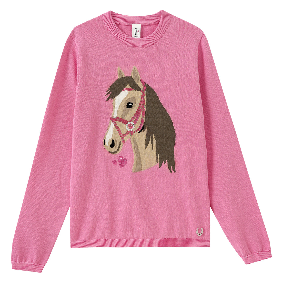 Gebreide trui voor meisjes met paardenmotief