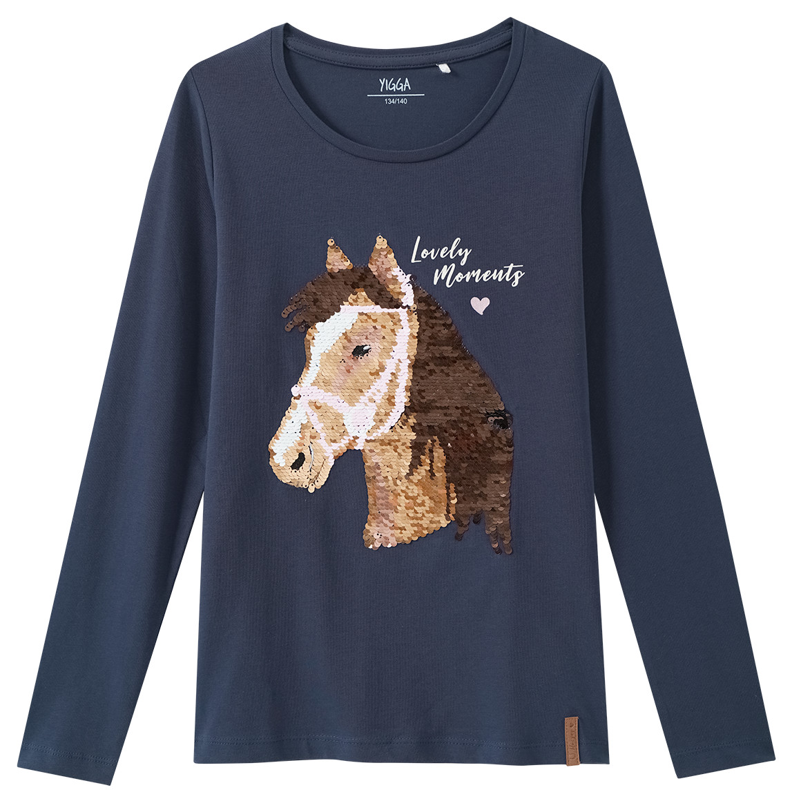 Mädchen Langarmshirt mit Pferde-Motiv