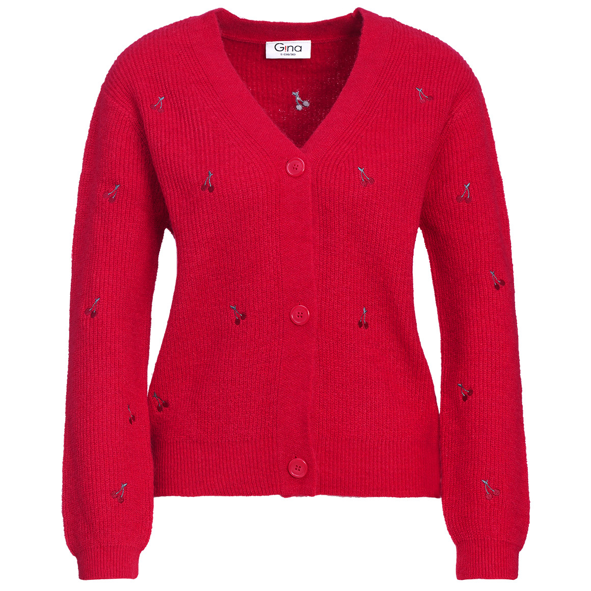 Damen Strickjacke mit Kirsch-Stickerei