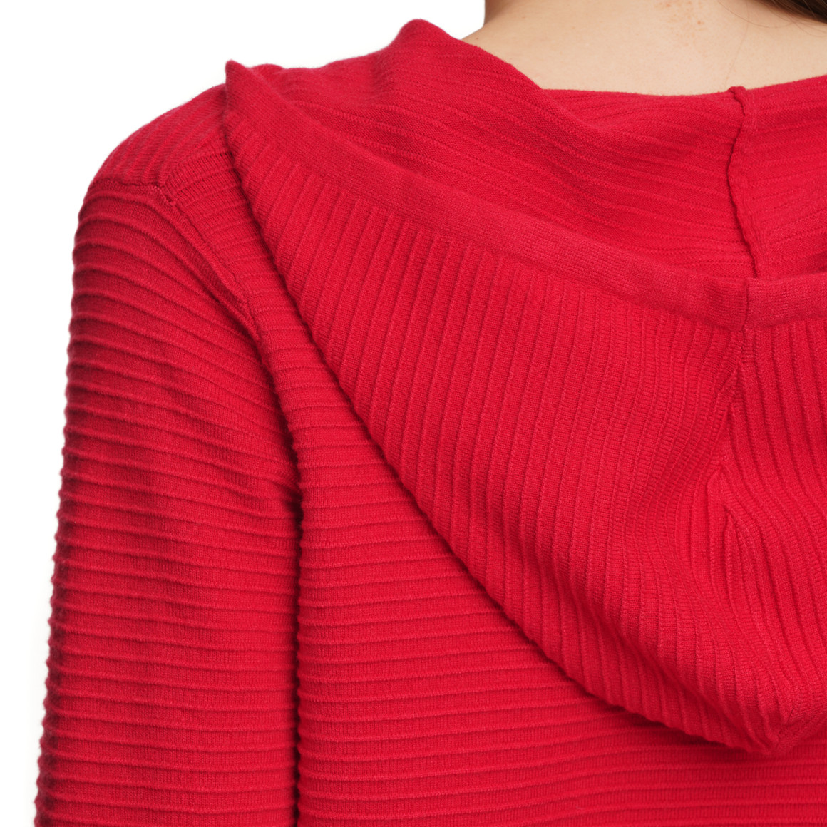 Damen Strickhoodie gerippt