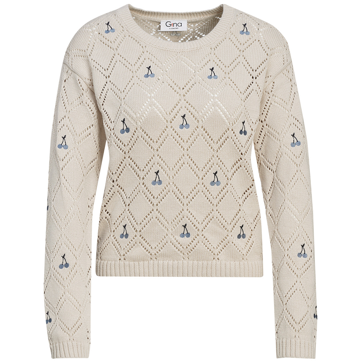 Damen Strickpullover mit Häkel-Muster