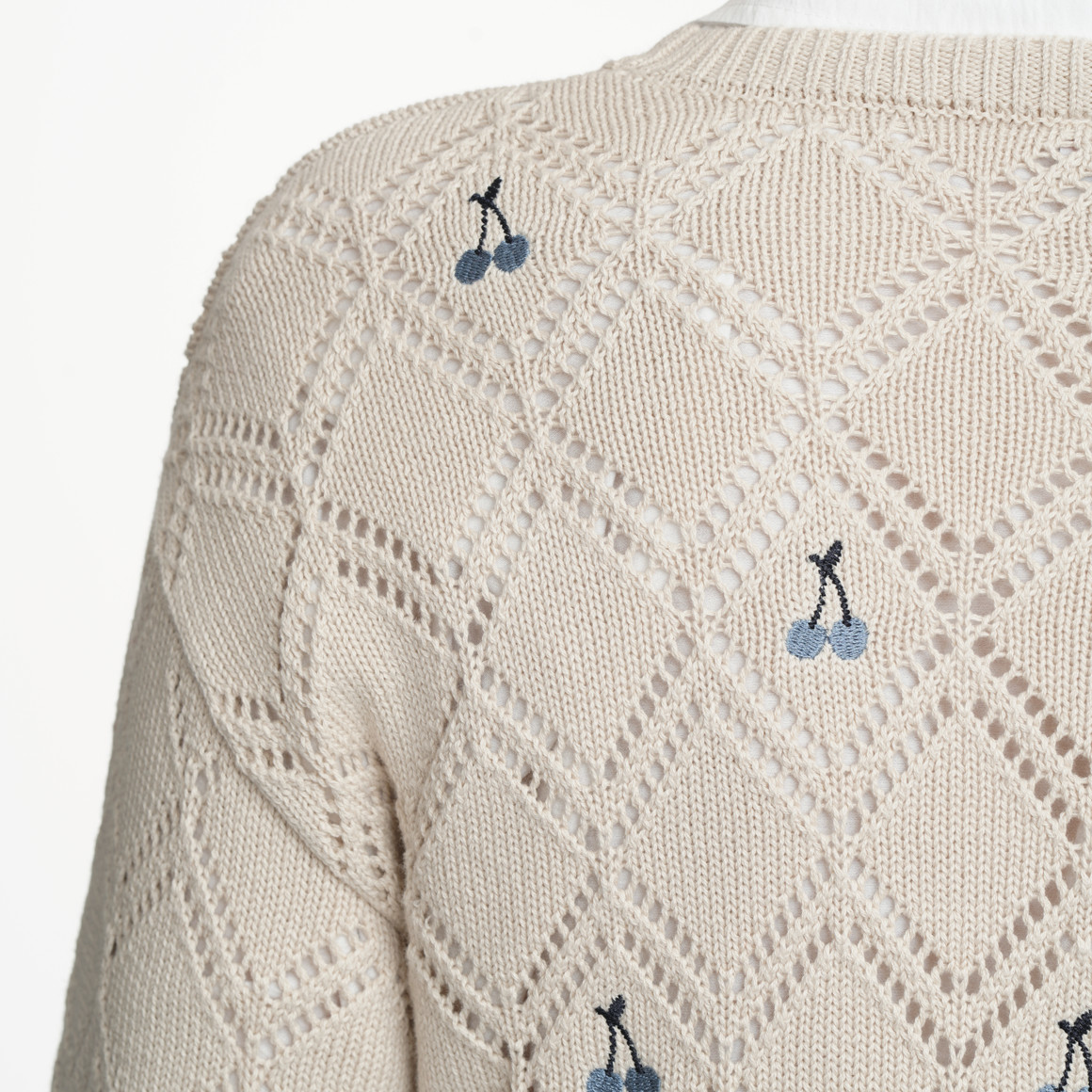 Damen Strickpullover mit Häkel-Muster