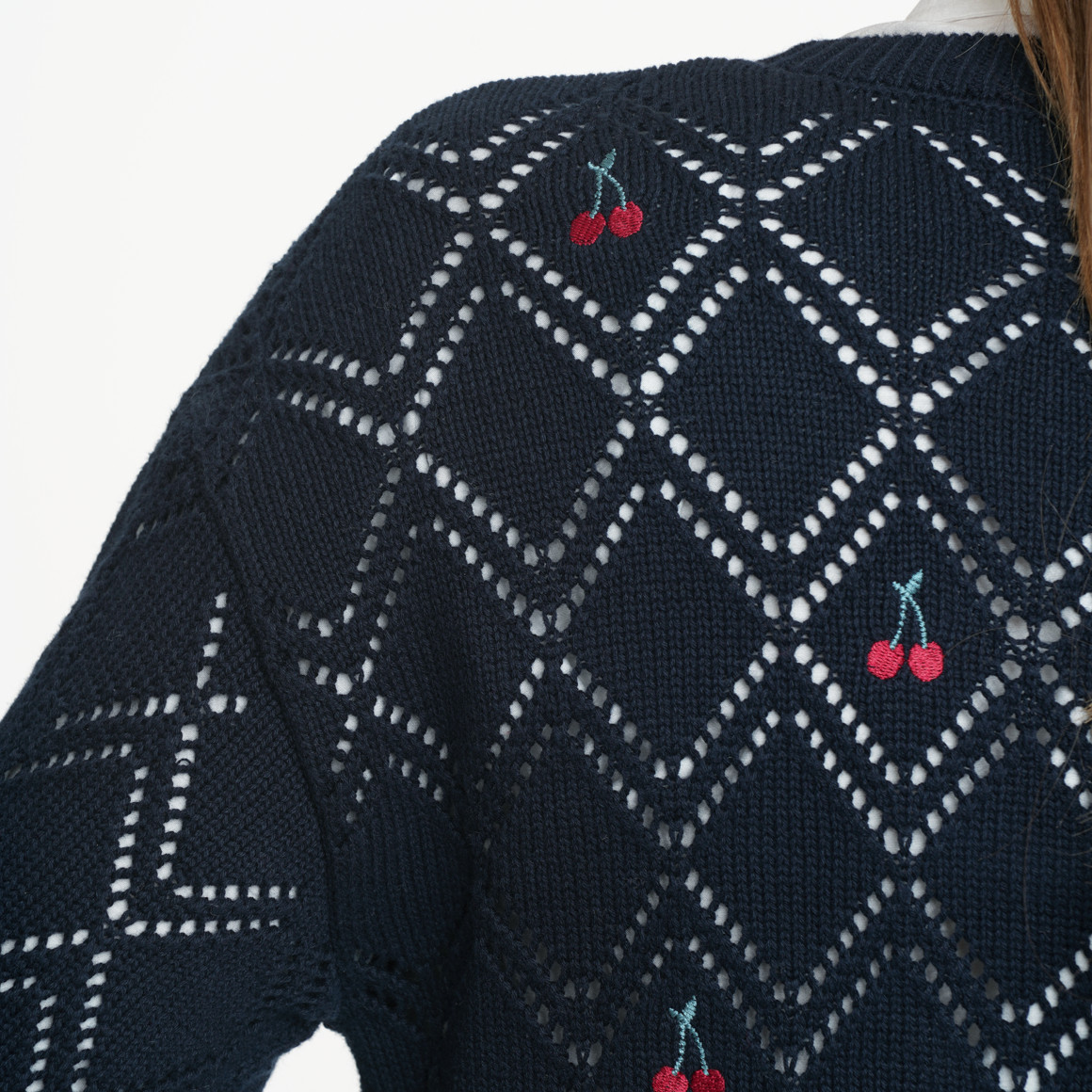 Damen Strickpullover mit Häkel-Muster