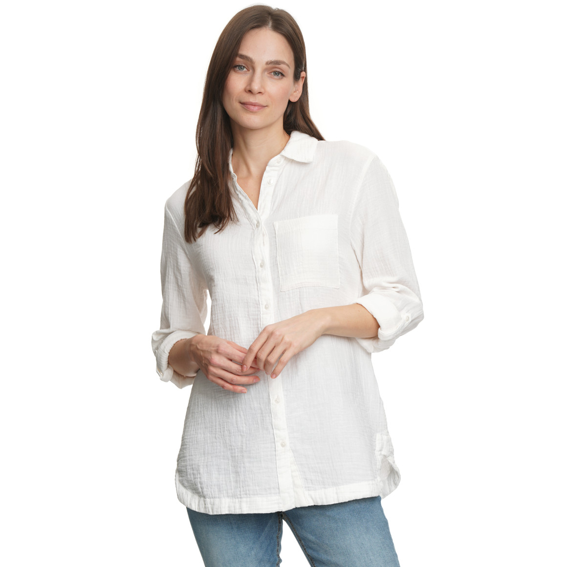 Damen Musselin-Bluse unifarben