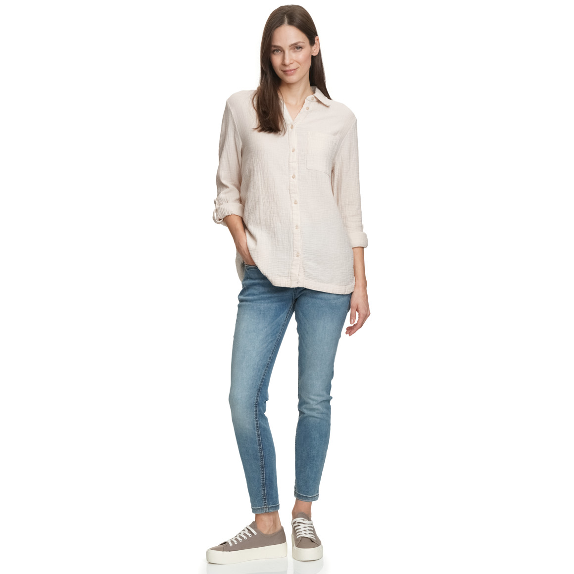 Damen Musselin-Bluse unifarben