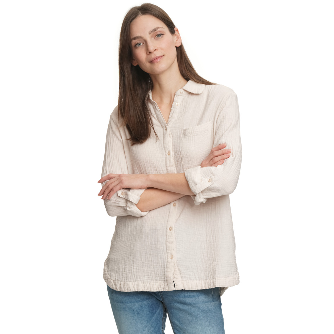 Damen Musselin-Bluse unifarben