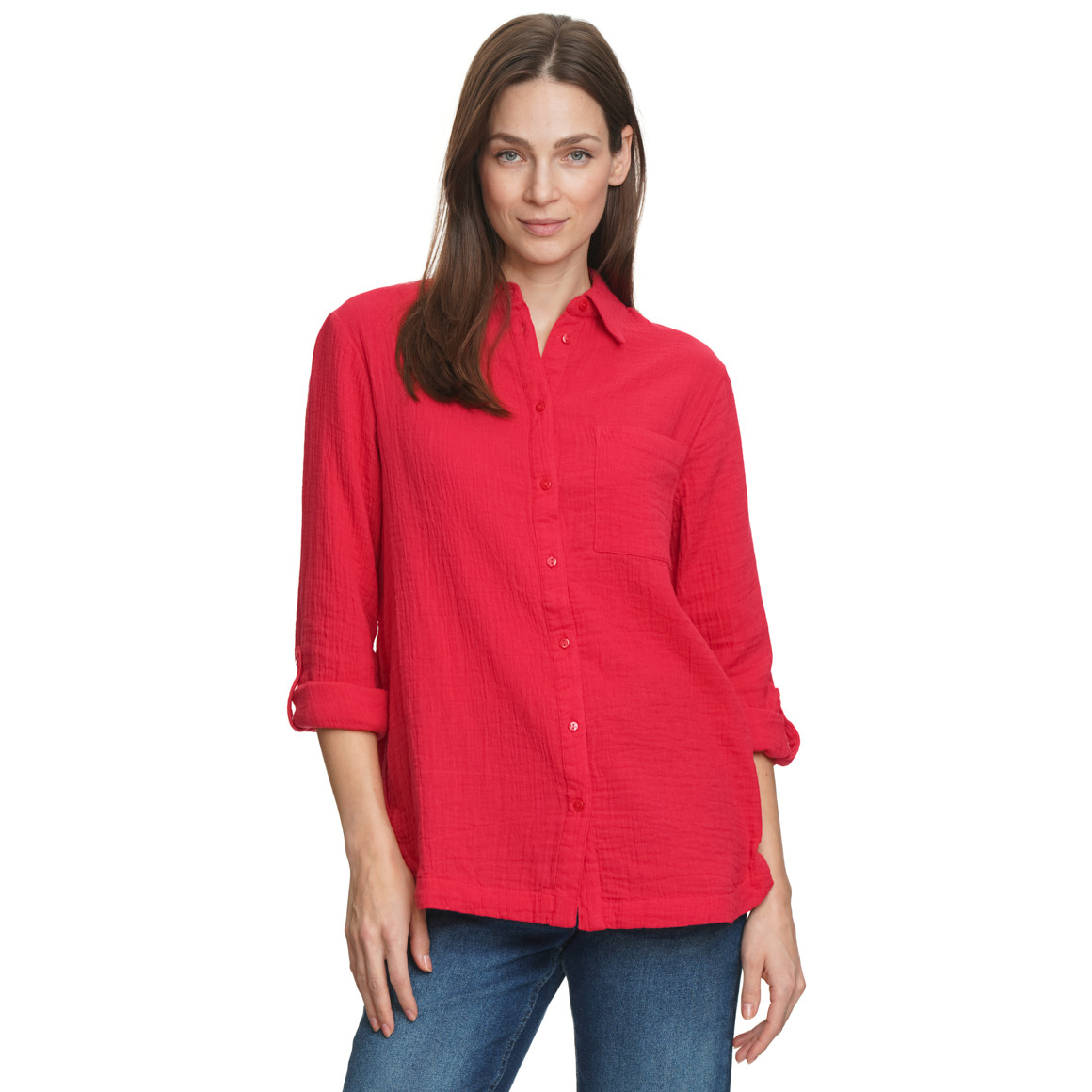 Damen Musselin-Bluse unifarben