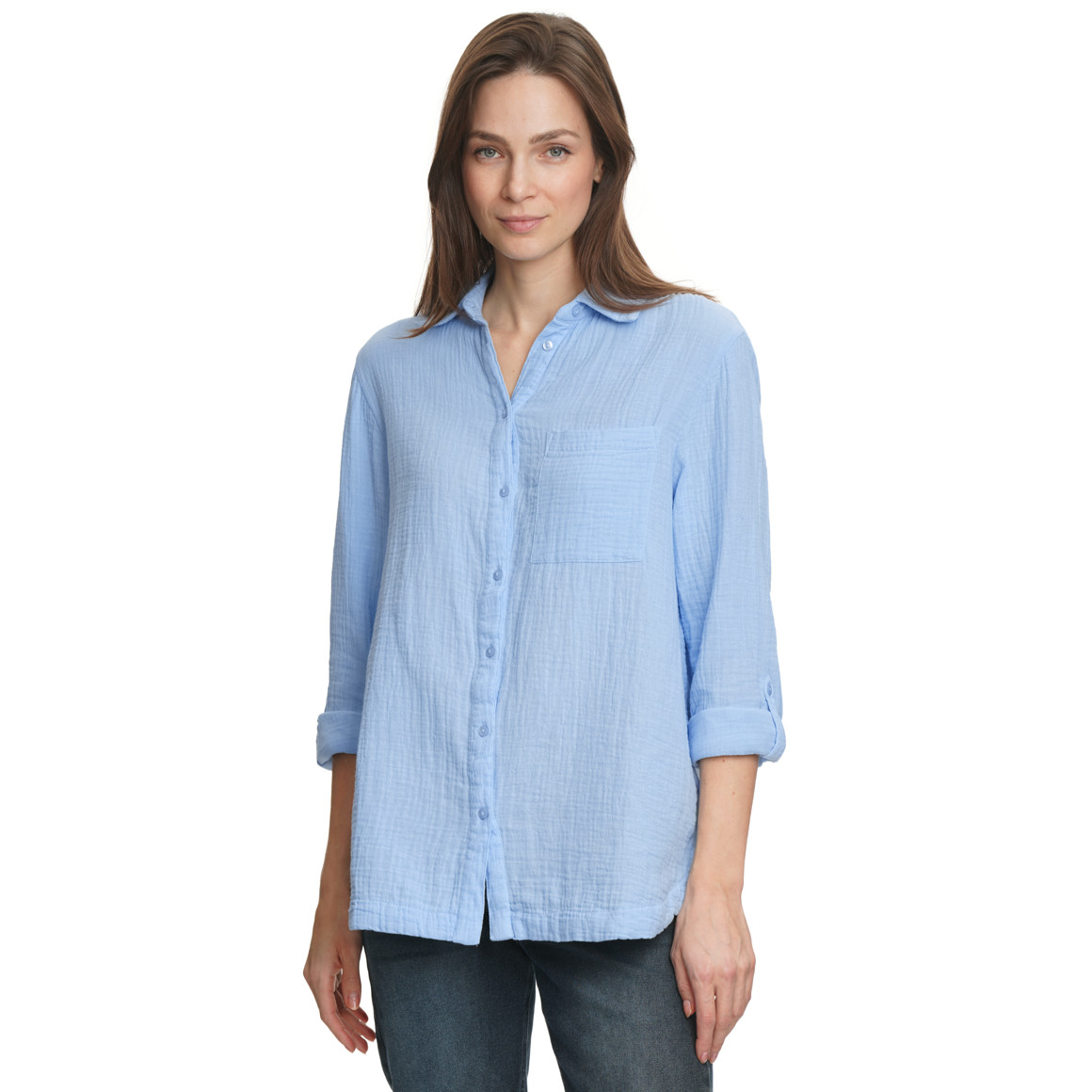 Damen Musselin-Bluse unifarben