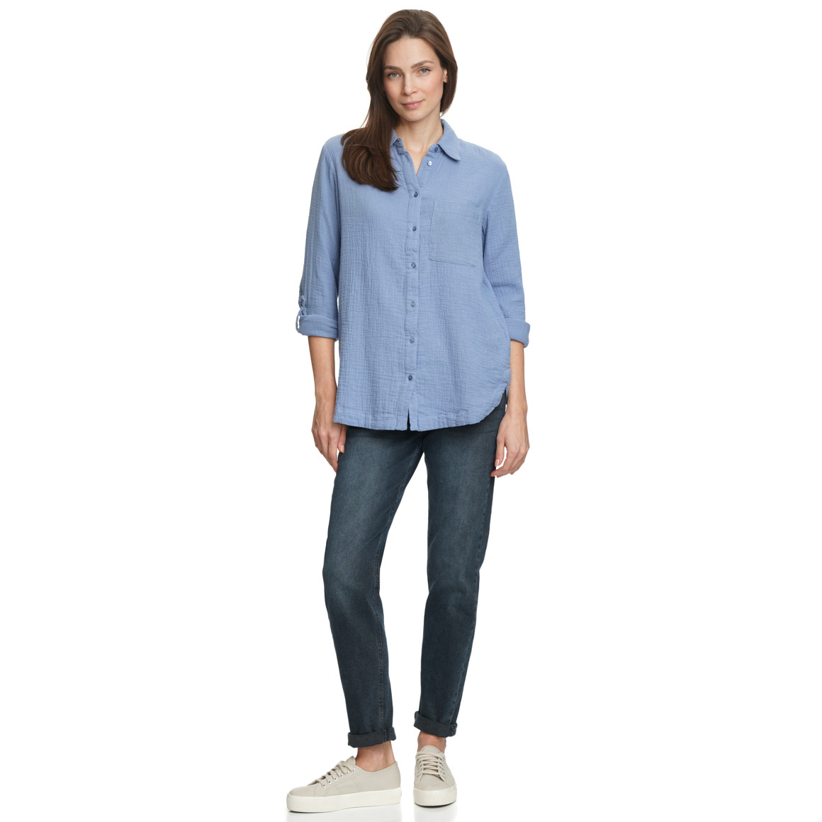 Damen Musselin-Bluse unifarben