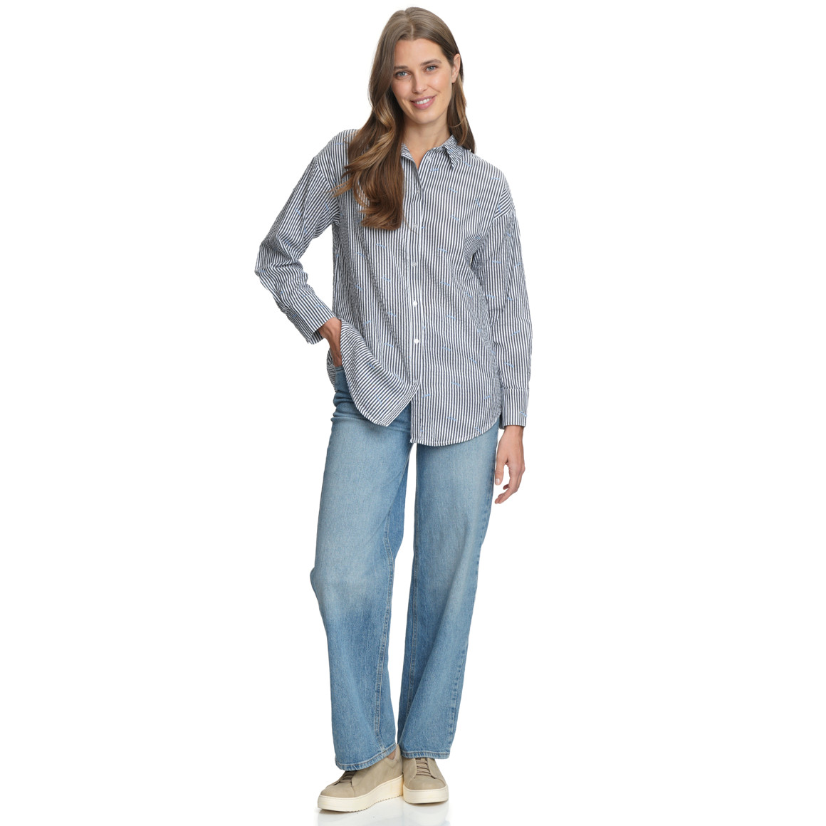 Damen Bluse mit Allover-Stickerei