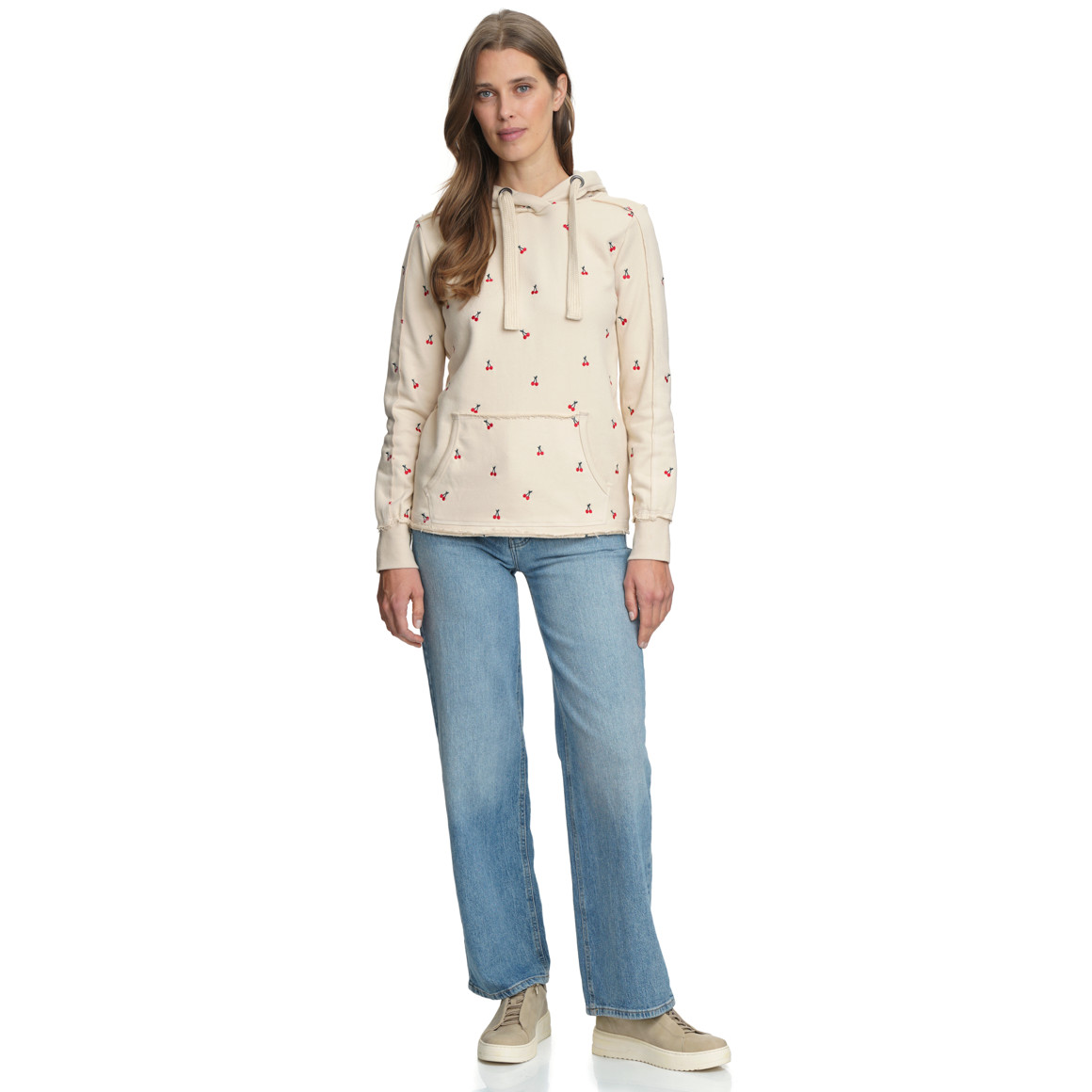 Damen Hoodie mit Allover-Stickerei