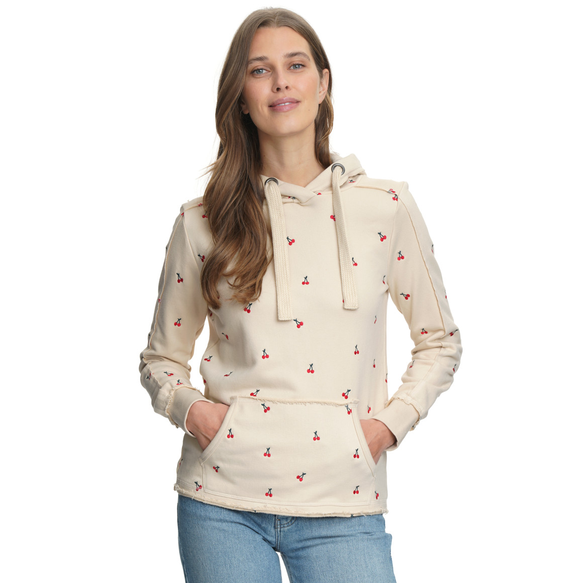 Damen Hoodie mit Allover-Stickerei